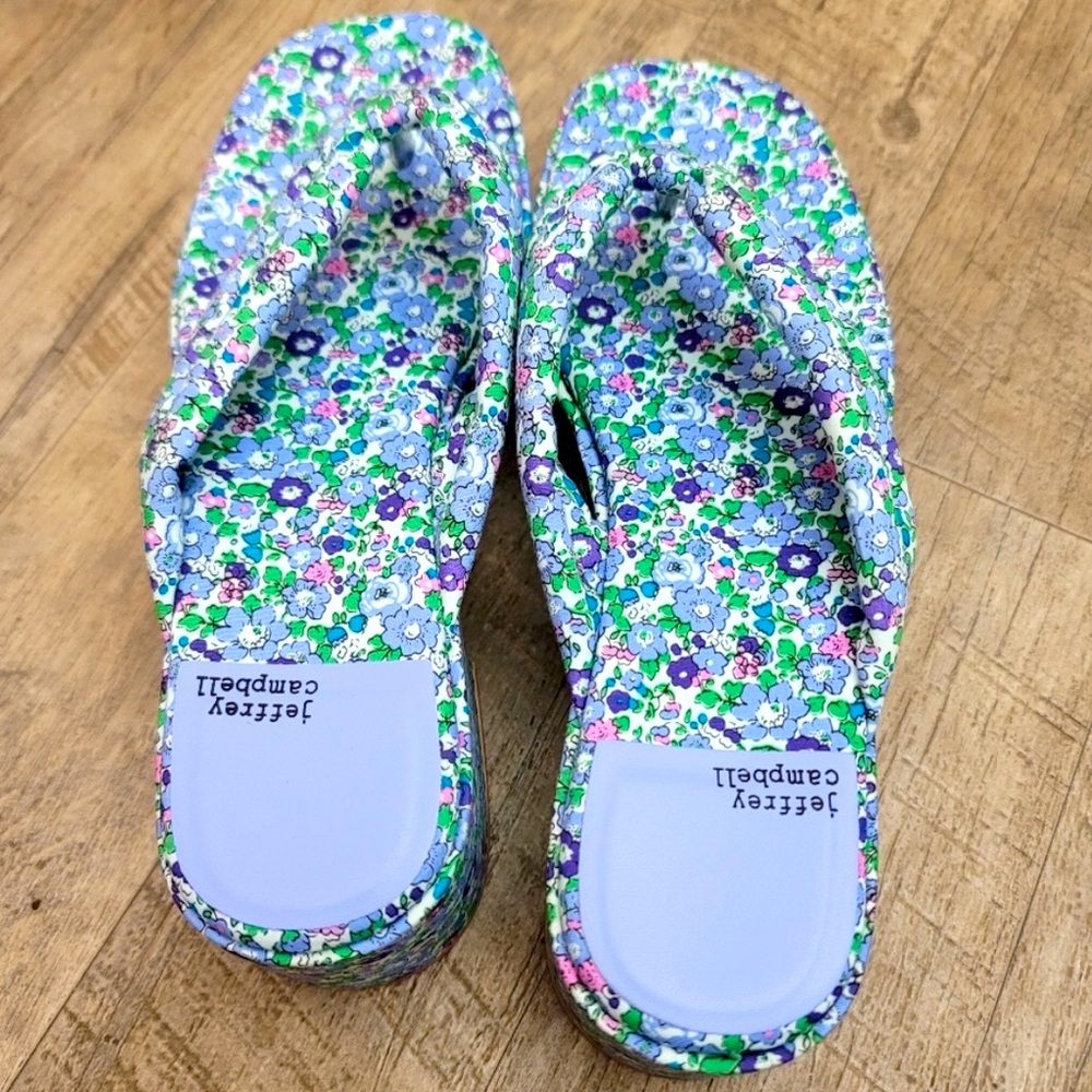 Jeffrey Campbell floral platform sandals